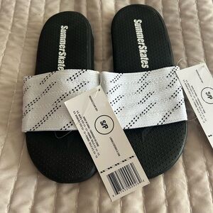 NWT SummerSkates Black and White Hockey Slide Sandals